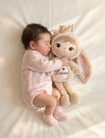 Metoo Personalized  Fluffy Light Beige Bunny Girl with Bow