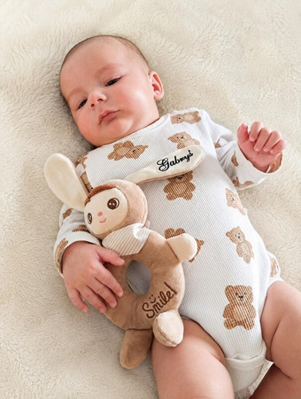 Metoo Rattle Personalized Beige Bunny Boy