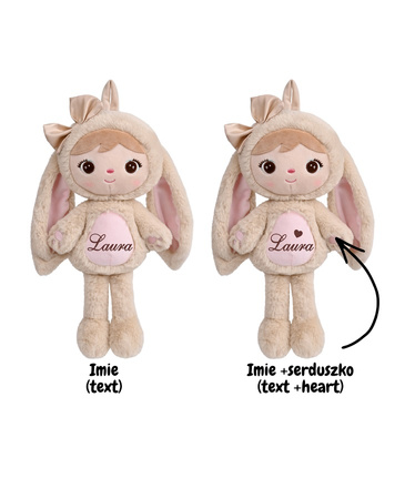Metoo Personalized  Fluffy Light Beige Bunny Girl with Bow