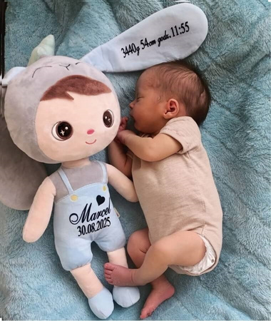 Lalka Metoo personalizowana Niebieski Króliś 50cm
