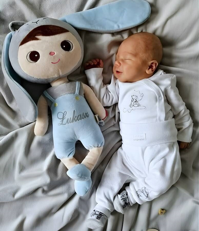 Lalka Metoo personalizowana Niebieski Króliś 50cm