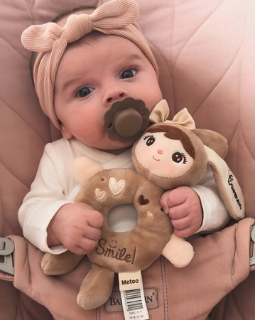 Metoo Rattle Personalized Beige Bunny with Bow