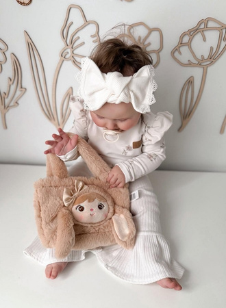 Metoo Tote Bag with Fluffy Bunny - Beige